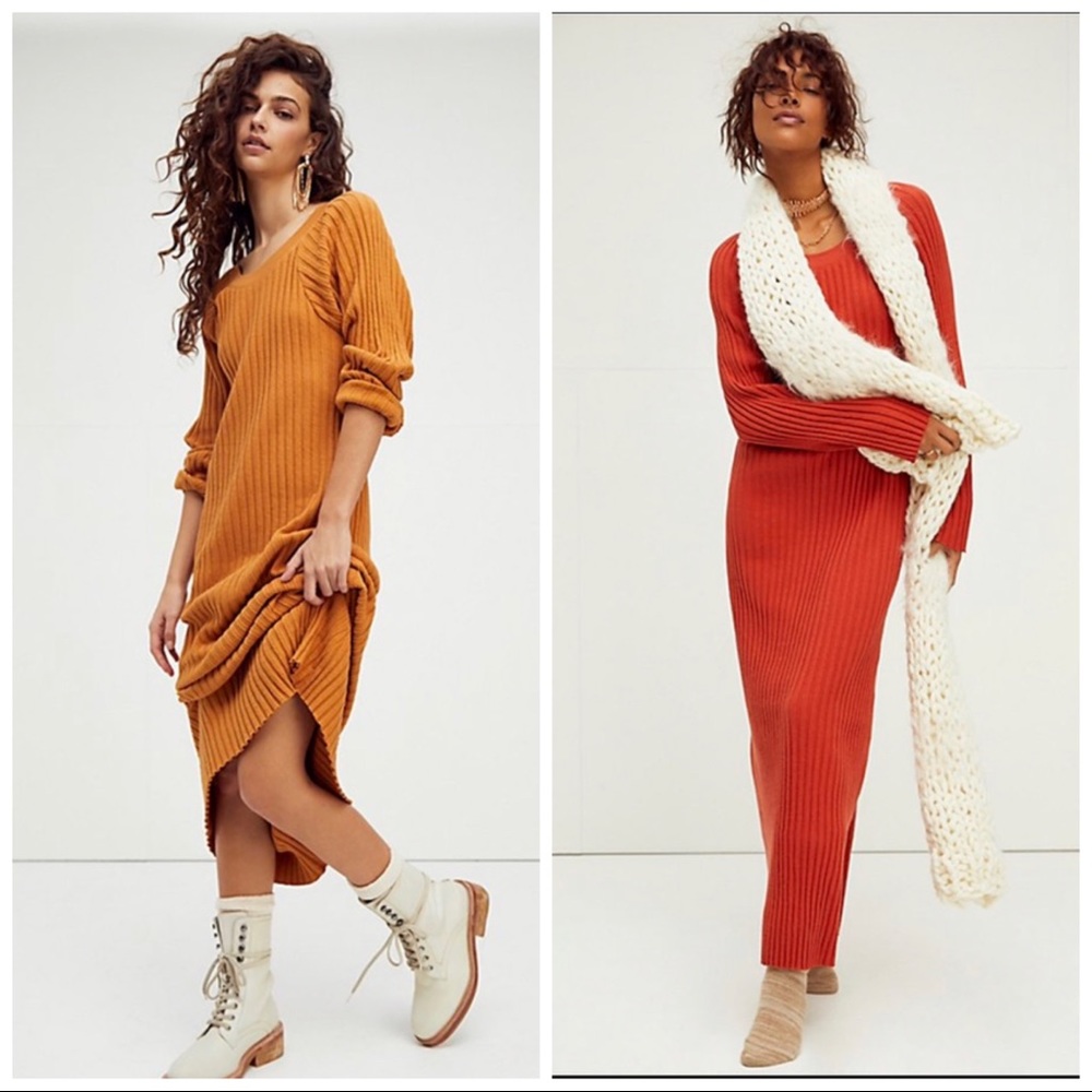 NWT Free People Ribbed Terra Cotta Walk About Maxi Dress